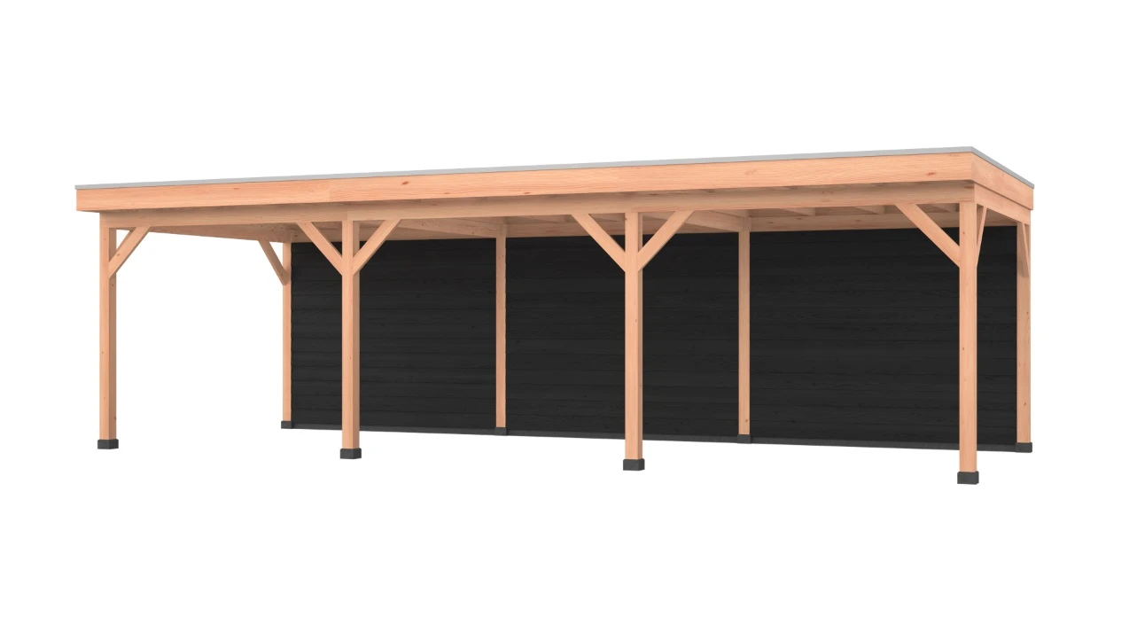Douglas overkapping, 900 x 350, met zwarte achterwand, Westwood Comfort - Afbeelding 1